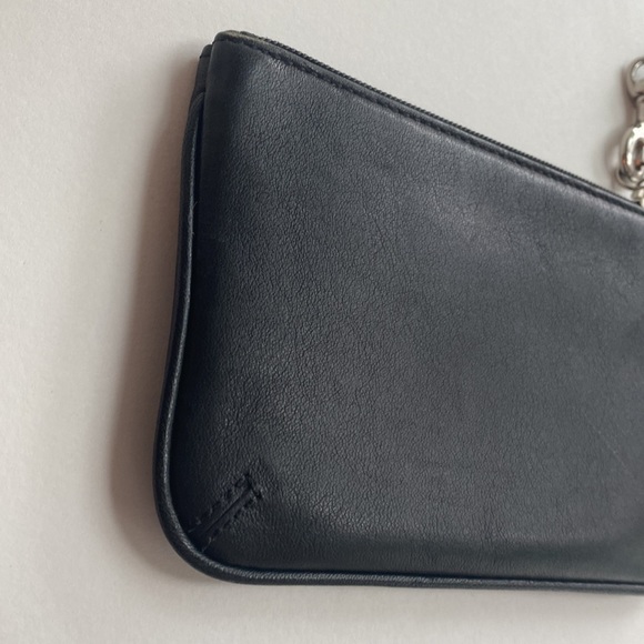 Coach smooth leather wristlet wallet credit card case black silver excellent - Picture 6 of 11